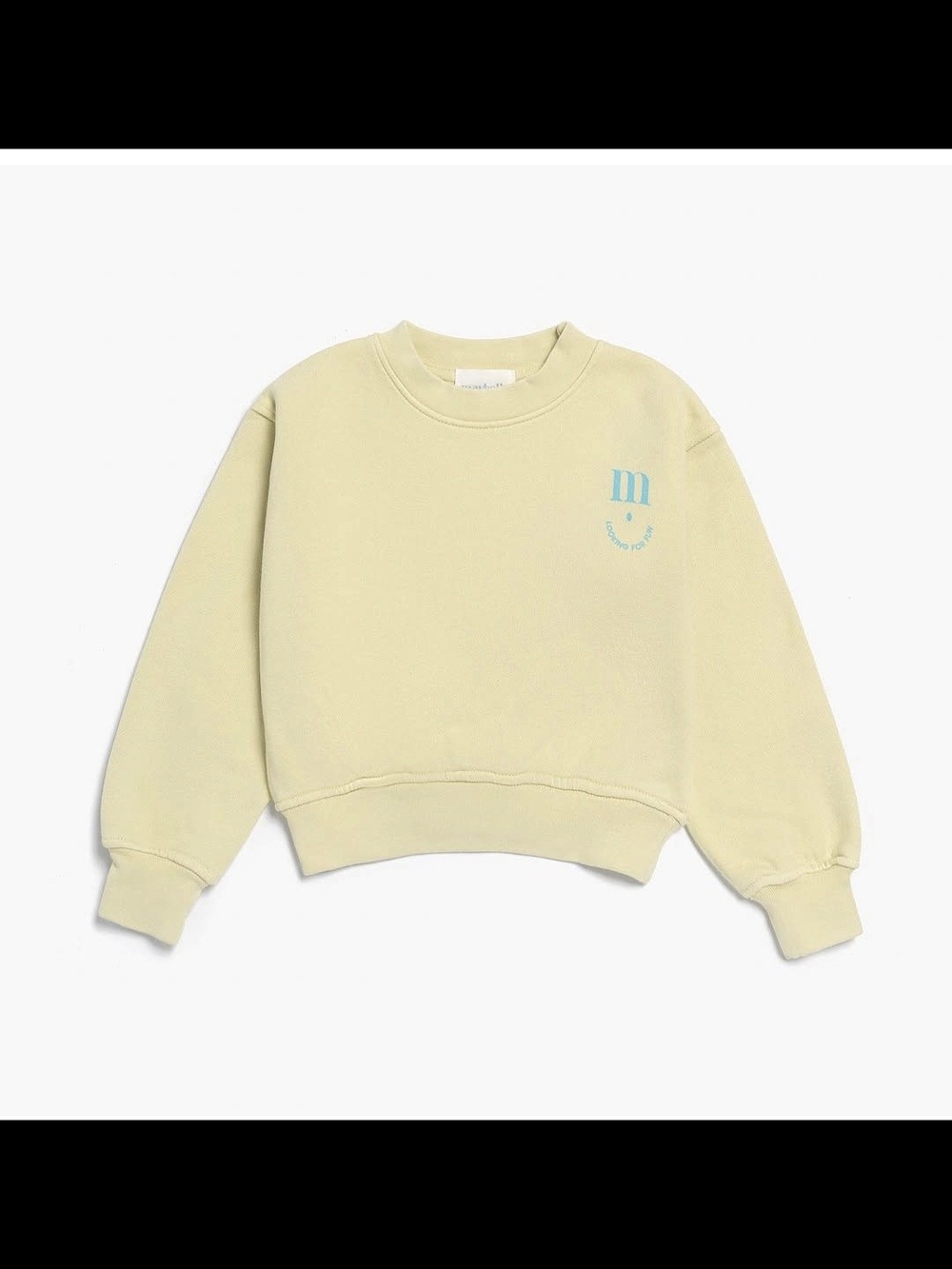 Kids Pale Yellow Cropped Crewneck Sweatshirt with Blue Logo
